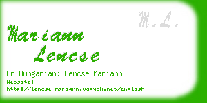 mariann lencse business card